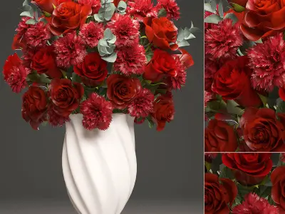 Collection of bouquets 30 pieces 3D model