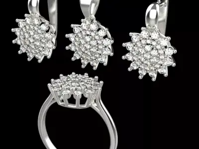 Ring Pendant and Earrings 51092 3D print model