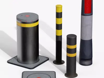 Bollard Posts Pack 3D Model Collection