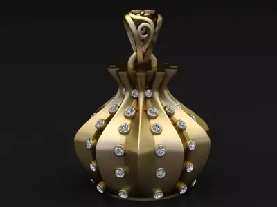  Luxury Diamond Studded Gold Pendant 3D PRINTABLE MODEL  3D print model