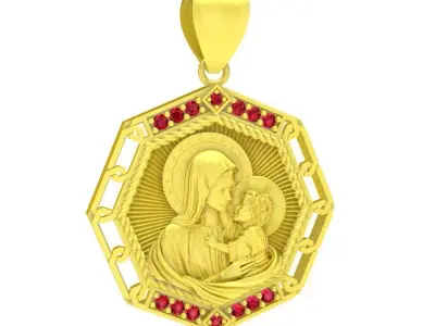 Luxury Virgin Mary and Child Religious Pendant 3D Model  116a 3D print model