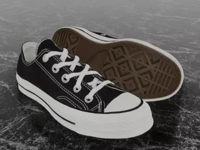 CONVERSE CHUCK 70 BLACK 3D SHOES Low-poly 3D model