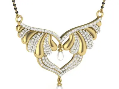 Necklace 3D print model gold with diamonds and pearls 3D print model