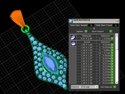 PINK SAPPHIRE AND DIAMOND PENDANT 3D PRINTABLE MODEL 3D print model