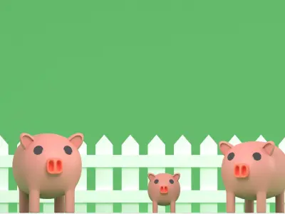 Cartoon Pig Low-poly 3D model