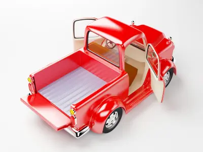 red old truck 3D model