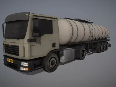 Big Truck With Trailer Low-poly 3D model