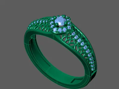 Womens Rings With Stone Ring Ready STL 3DM Models Rings women 3D print model 7