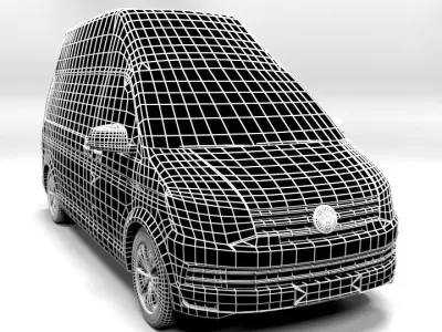 VW T6 TRANSPORTER HIGH Low-poly 3D model