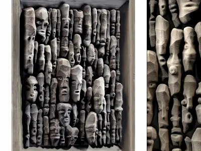 Wood faces panel decor n2 3D model