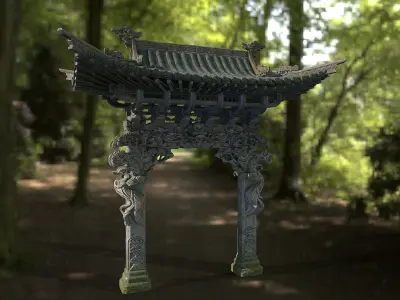 Chinese archway Low-poly 3D model