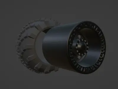 truck wheel and tire 3D print model