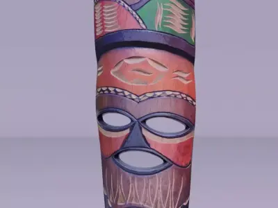 Decorative African wall Mask 09 Low-poly 3D model
