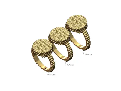 Beaded Caviar round fashion ring US size 6 7 8  3D print model