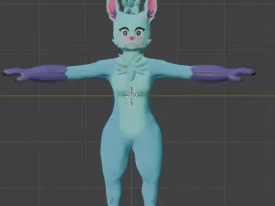 furry 3d model retopoed model rig Low-poly 3D model