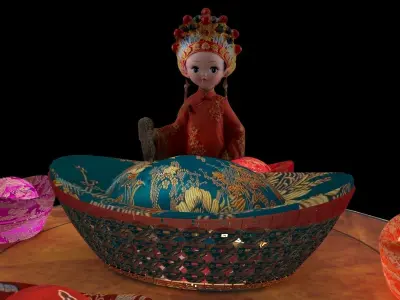 Chinese wedding bride figure  3D model
