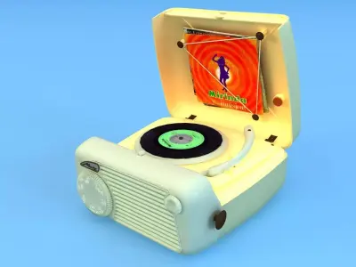 turntables retro record player 3D model