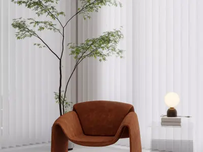 Modern living room dining room interior scenes 424 3D model