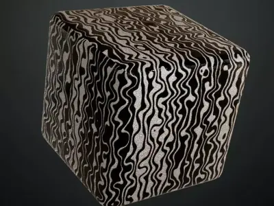 Black and Silver Damascus Patterned Metal PBR Seamless Texture