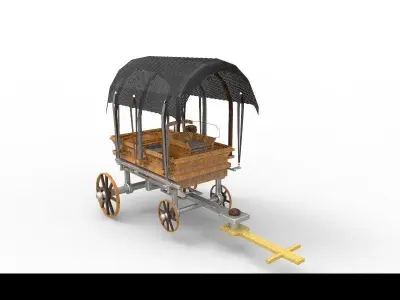 wagon wooden covered 3D model