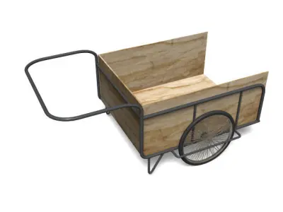 handcart wooden cart - person Free 3D model