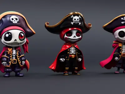 pirate halloween style skeleton man torch 3D model