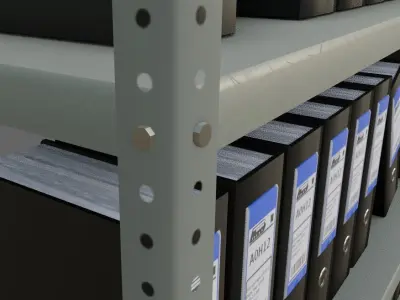 Metal Bookcase with Archives - Files - Books - Estante Low-poly 3D model