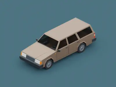 Stylized Cartoon Euro Wagon Car  Low-poly 3D model