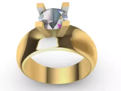 One gem woman ring Anillo mujer de una gema  3D print model