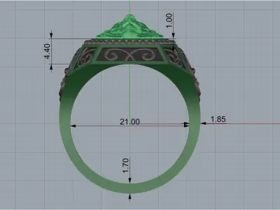 male ring with wolf head 3D print model