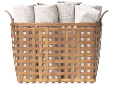 Basket with towels 3D model