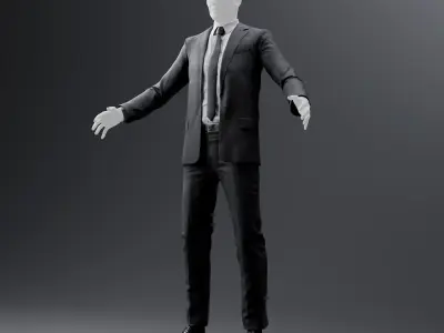 Two and Three-Piece Suit Rigged Low-poly 3D model