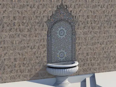 Fountain 5 game-ready with shadow Low-poly 3D model