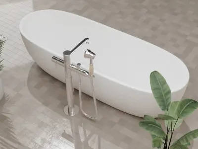 Modern bath with tap 3D model