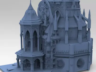 Steampunk Medieval Tower Grand 3 3D model