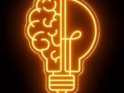 Lightbulb Brain Neon Sign 3D model