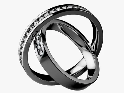 Half Eternity Diamond Wedding Ring for 3d print and rendering 3D print model