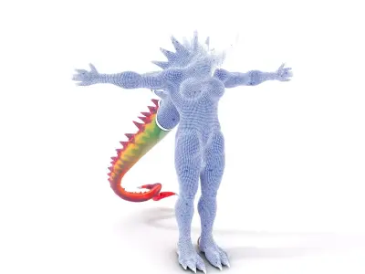 Colorful Reptilian Creature Model Pack Low-poly 3D model