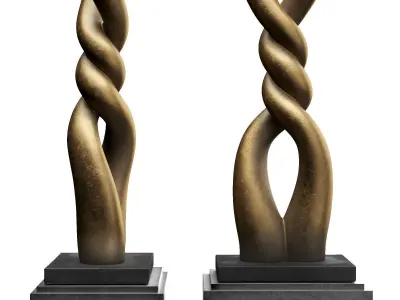 Twisted knot sculpture Low-poly 3D model