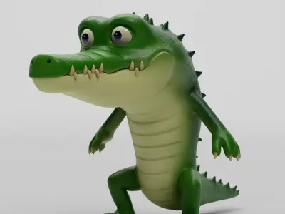 Crocodile cartoon character modeling textures  3D model