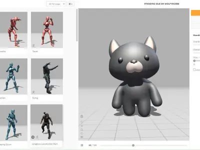 Chubby Wolf Animated for Games Low-poly 3D model