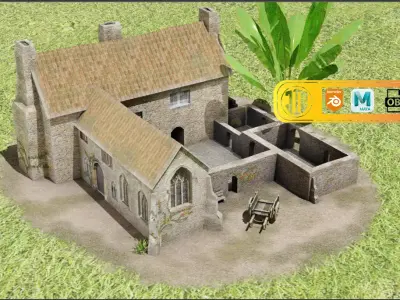 Small Beautiful Hut Low Poly 3D Model Low-poly 3D model