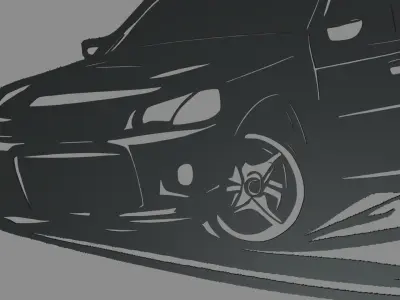 Drifting Car 01 Wall Silhouette 3D print model