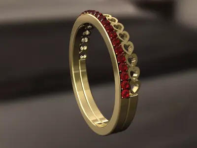 Multi hearts with diamonds Ring 3D print model