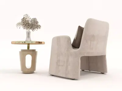 Modern Coffee Table and Armchair Set 45 3D model