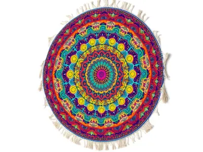 Vibrant Mandala Tapestry model pack Low-poly 3D model