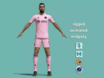 T-Pose Rigged Sergio Busquets Miami 3D model