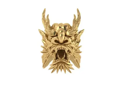 3D Printable oriental Chinese Dragon head 3D print model 3D print model