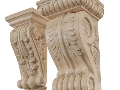 Ornate Decorative Corbel Collection  Low-poly 3D model