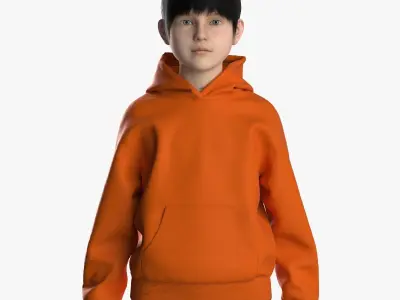 Kids female hoodie 3D model